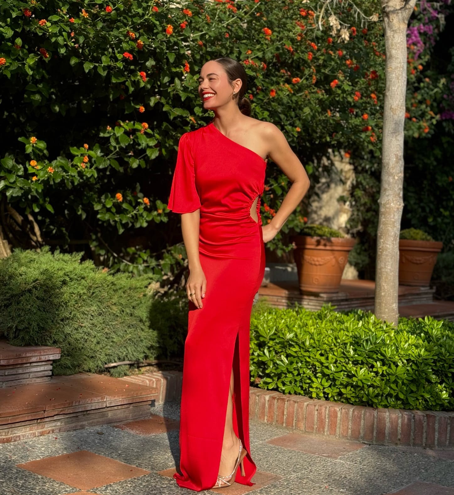 VESTIDO FIESTA ASIMETRICO LARGO MORADO